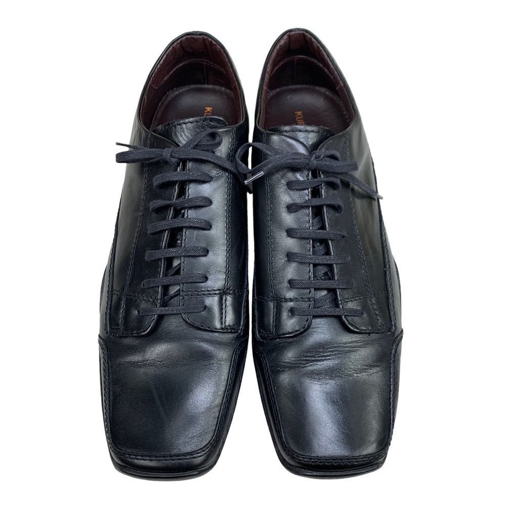 Kurt Geiger Men’s Black Leather Square Toe Lace-Up Loafers Size 43 (US 9.5)